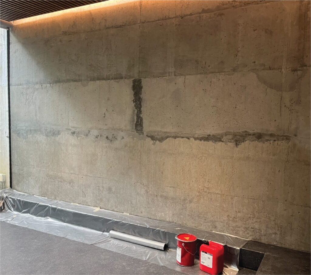 Black staining on concrete surface