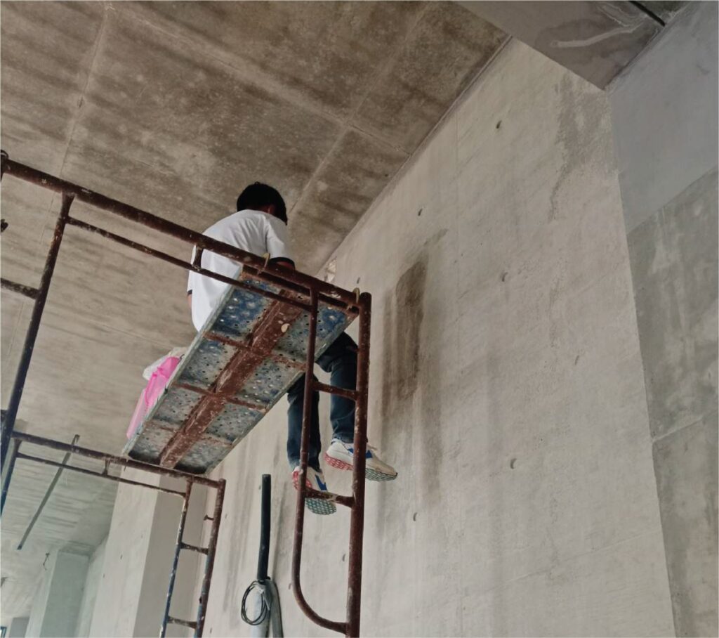 Repair marks on concrete